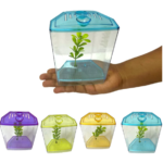 Small fish tank Single betta House Fish Tank Aquarium Isolation Box for Fighter Fish, Guppy Size(14 cm x 7 cm x 11 cm) (Betta House Single) Colour May Vary