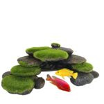 Moss Pebble Arch Cave Aquarium Fish Tank medium Fish Hideaway Turtle Rest Area Pebbles Hideout for Fish Ornament (Moss Pebbles)