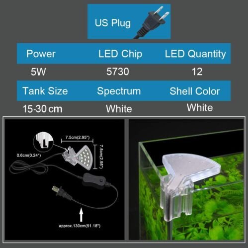 Aquarium Fish Tank Corner LED Light US 5W