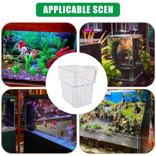 Wall-Mounted Aquarium Plant Holder, Aquarium Stand Plant Holder Cup Pot, Plastic Plant Basket for Glass Aquarium Fish Tank with Screw Fixed & Draining Holes 3 Wall-Mounted Aquarium Plant Holder
