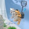 Hanging Big Cat with Bag for Aquarium Fish Tank Tools Holder