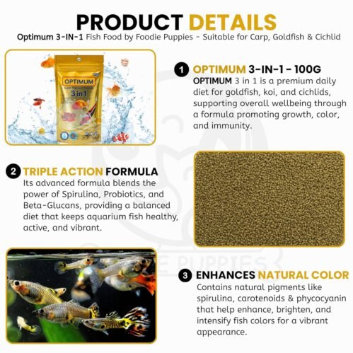 Optimum Super Premium Formula 3 in 1 6% Spirulina Fish Food 100g 2 Optimum Super Premium Formula 3 in 1 6% Spirulina Fish Food 100g