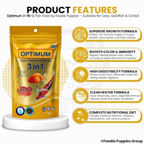 Optimum Super Premium Formula 3 in 1 6% Spirulina Fish Food 100g 8 Optimum Super Premium Formula 3 in 1 6% Spirulina Fish Food 100g