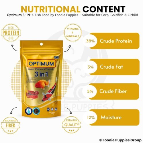 Optimum Super Premium Formula 3 in 1 6% Spirulina Fish Food 100g 3 Optimum Super Premium Formula 3 in 1 6% Spirulina Fish Food 100g